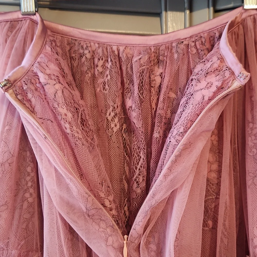 Brenda Knight x Free People Anne Tulle Maxi Skirt Mauve Pink Fairy Cottage - Picture 10 of 13